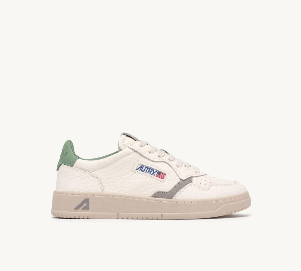 AUTRY SNEAKERS SNEAKERS MEDALIST LOW IN PELLE FEATHER GRAY E DARK SEA