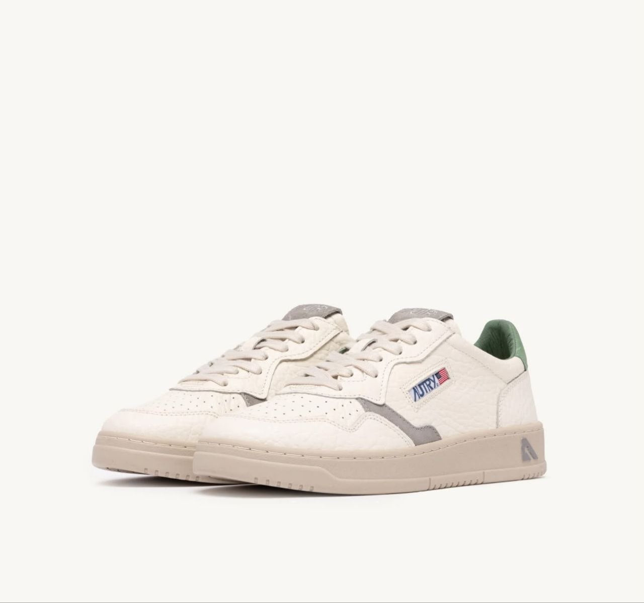 AUTRY SNEAKERS SNEAKERS MEDALIST LOW IN PELLE FEATHER GRAY E DARK SEA